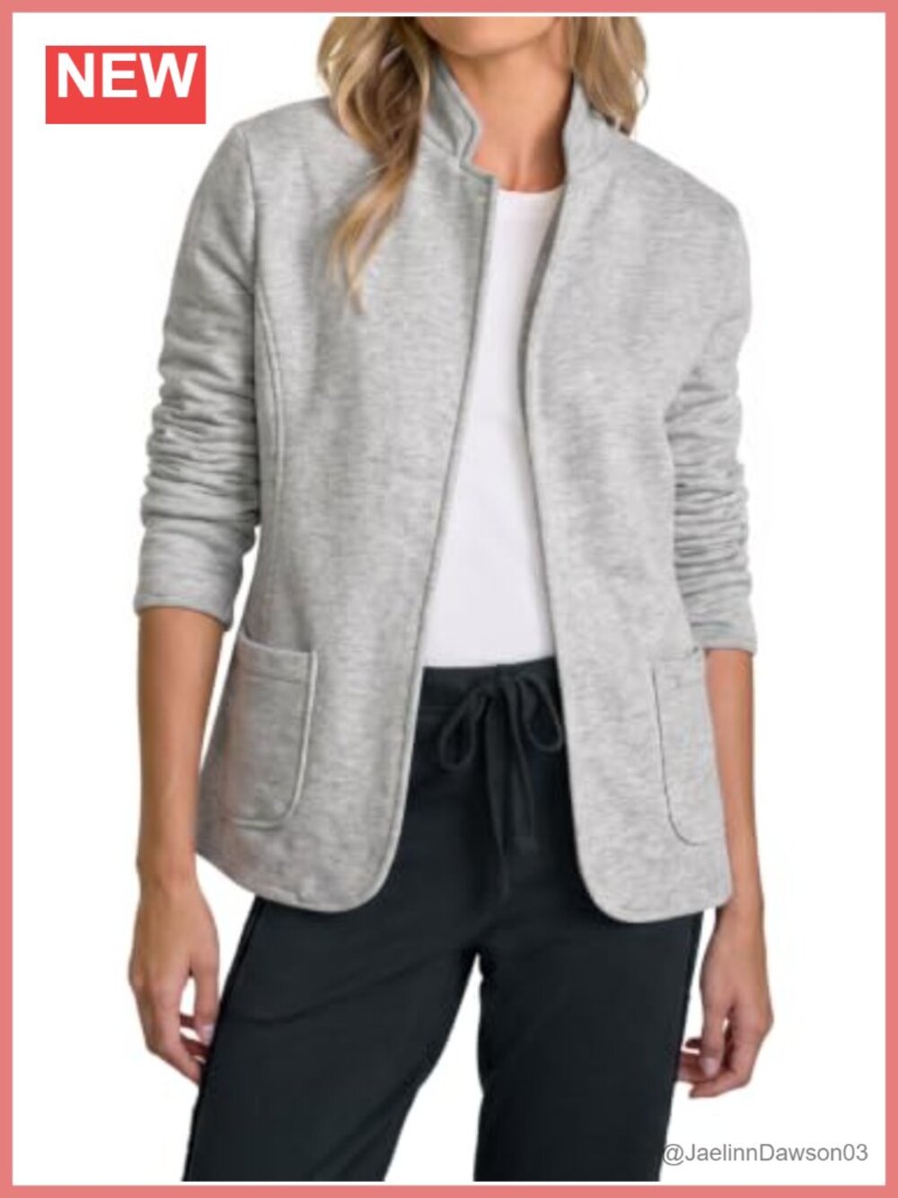 Fisoew Womens Open Front Blazer Sweatshirt Jacket Polyester Cotton